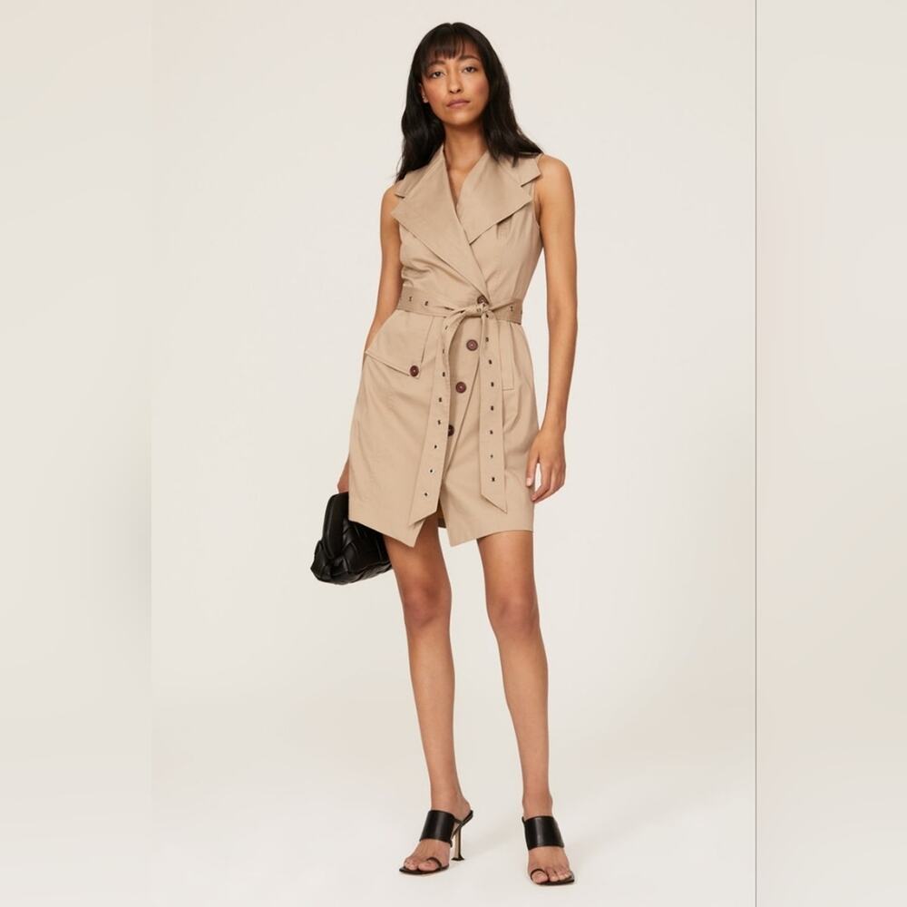 Rtr sz4 Toccin Trench Wrap Dress safari cargo tan natural double breasted